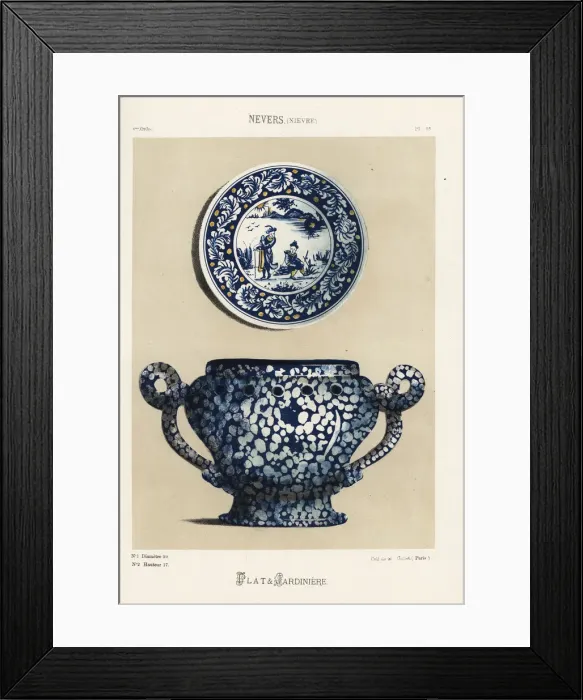 Framed Print : Plate and planter from Nevers, France Framed Print : Plate and planter from Nevers, France