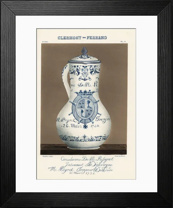 Framed Print : Jug from Clermont-Ferrand, France, 18th century Framed Print : Jug from Clermont-Ferrand, France, 18th century