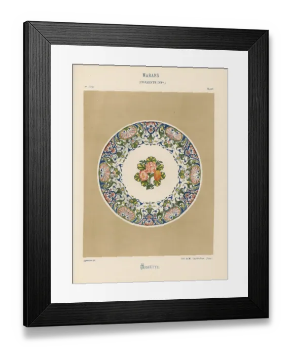 Framed Print : Plate from Marans, France, with botanical Framed Print : Plate from Marans, France, with botanical