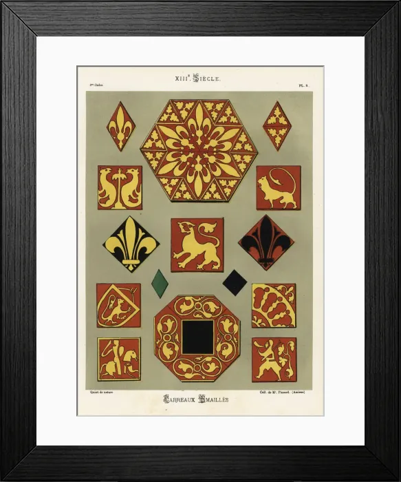 Framed Print : Enamel clay tiles, 13th century Framed Print : Enamel clay tiles, 13th century