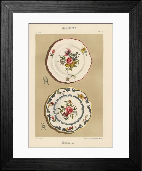 Framed Print : Plates from Strasbourg, 18th century, with Framed Print : Plates from Strasbourg, 18th century, with