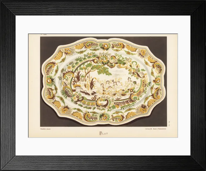 Framed Print : Platter from Moustiers, France, with sea god Framed Print : Platter from Moustiers, France, with sea god