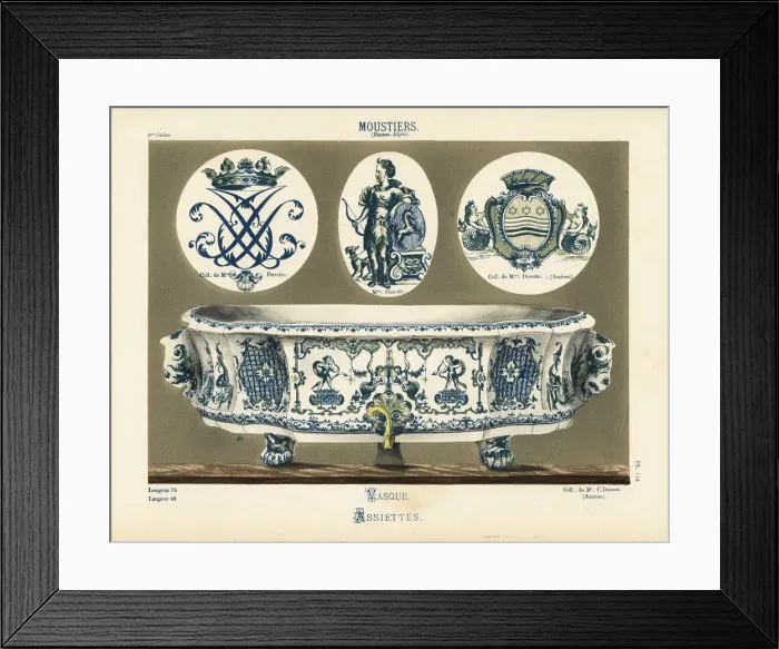 Framed Print : Basin and plates from Moustiers, France Framed Print : Basin and plates from Moustiers, France