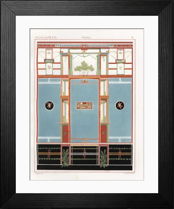 Framed Print : Mural with panel of theatrical masks Framed Print : Mural with panel of theatrical masks