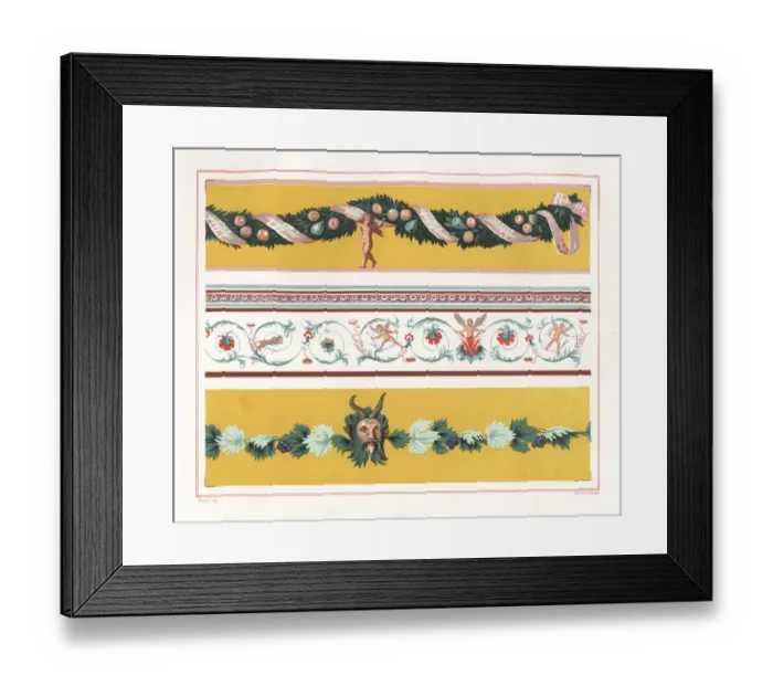 Framed Print : Wall paintings of foliage, fruit, festoons, cupids and Pan Framed Print : Wall paintings of foliage, fruit, festoons, cupids and Pan