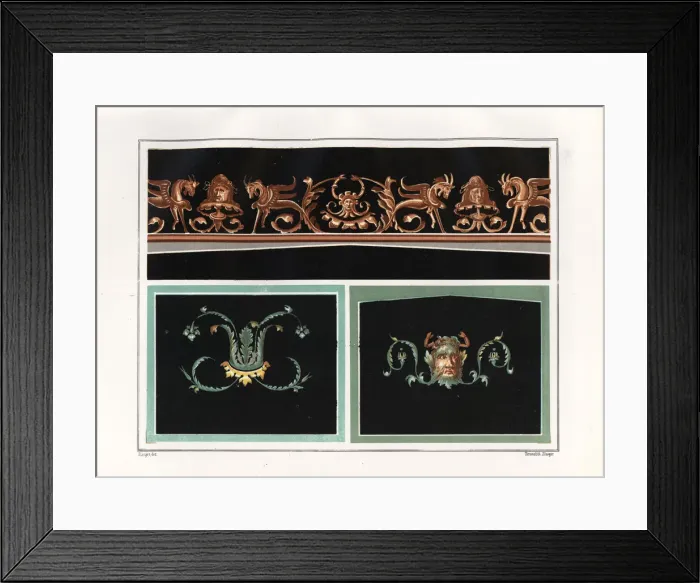 Framed Print : Wall paintings of arabesques and head of Oceanus Framed Print : Wall paintings of arabesques and head of Oceanus