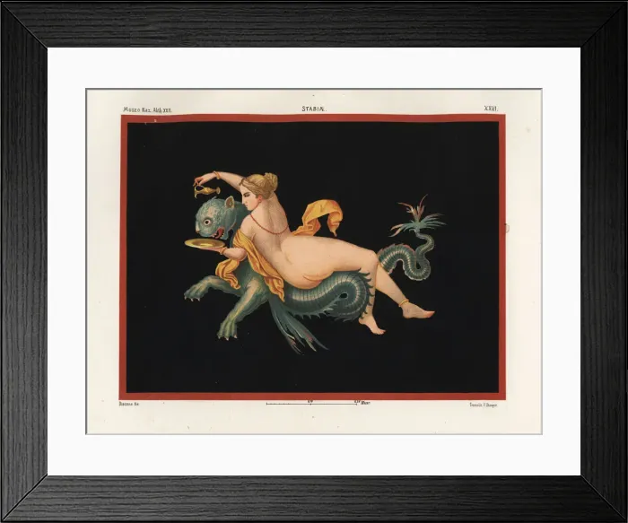 Framed Print : Nereid sea nymph supported by a monster, half Framed Print : Nereid sea nymph supported by a monster, half