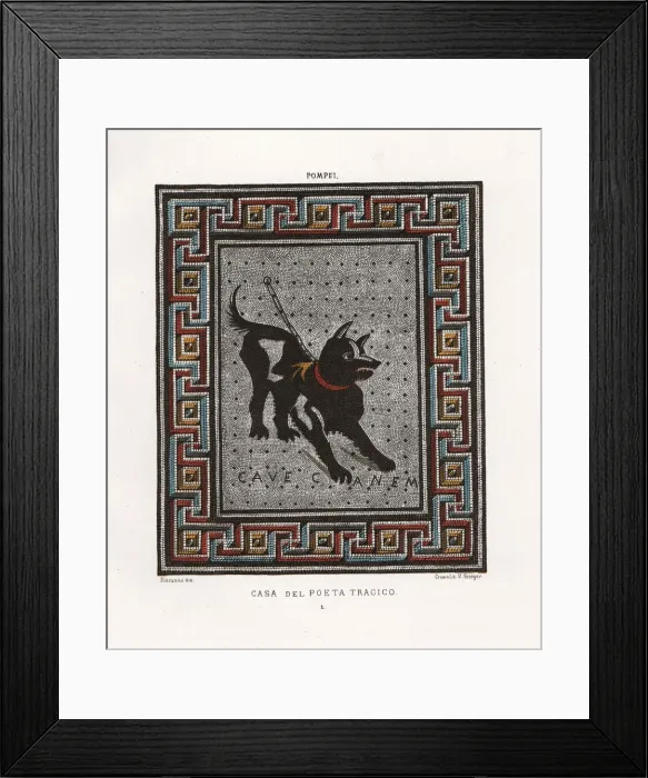 Framed Print : Mosaic of a guard dog on a chain from Framed Print : Mosaic of a guard dog on a chain from