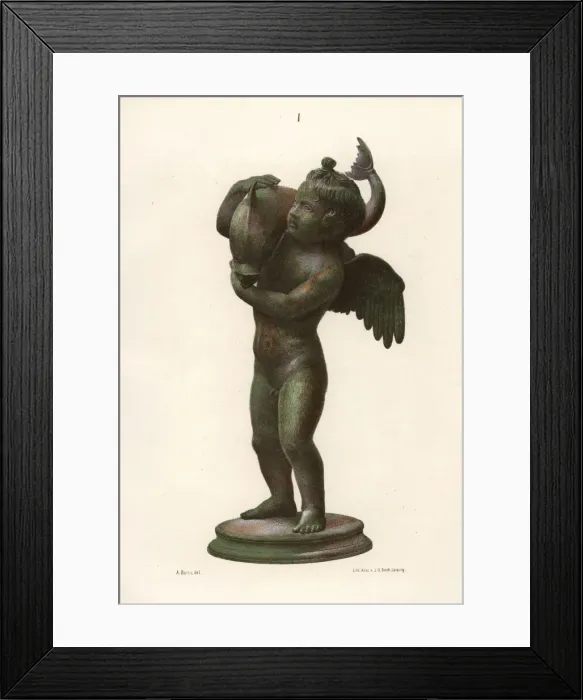 Framed Print : Bronze statue of an Amorino (infant cupid) Framed Print : Bronze statue of an Amorino (infant cupid)