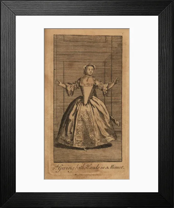 Framed Print : Young lady giving both hands in a minuet, 18th century Framed Print : Young lady giving both hands in a minuet, 18th century