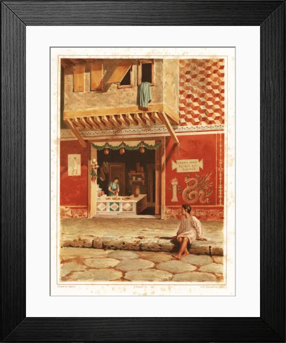 Framed Print : Shopfront with an overhanging balcony, Pompeii Framed Print : Shopfront with an overhanging balcony, Pompeii