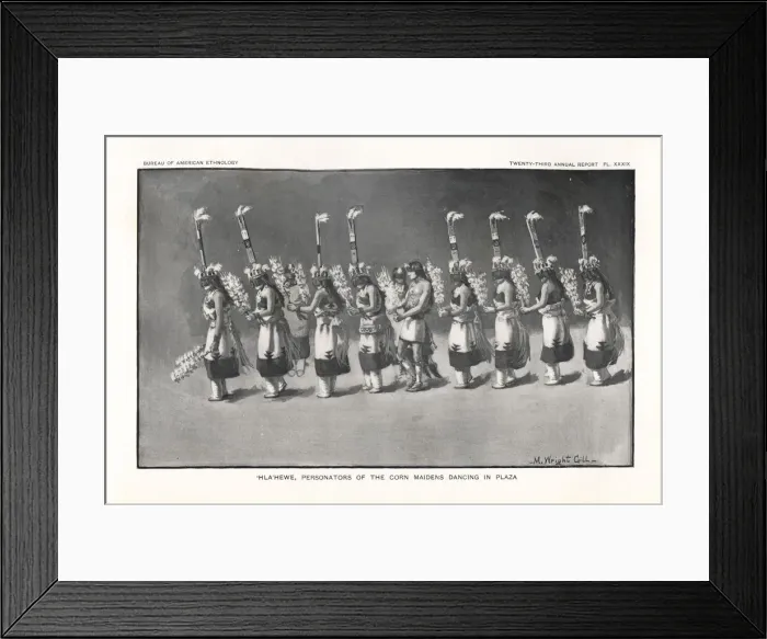 Framed Print : Hla hewe personators of the Corn Maidens dancing Framed Print : Hla hewe personators of the Corn Maidens dancing
