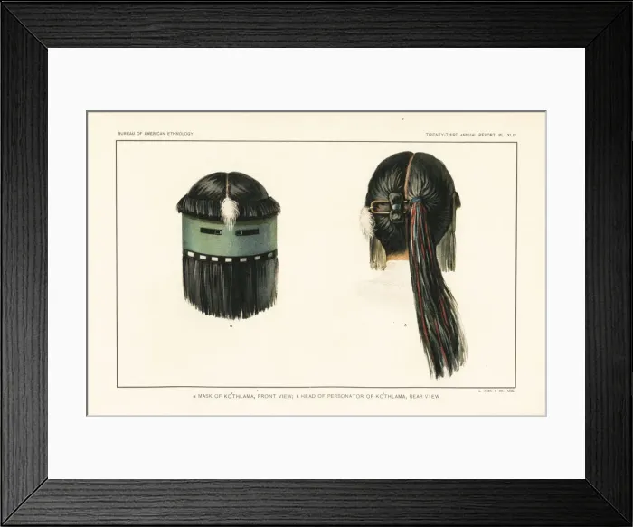 Framed Print : Mask of Ko thlama, and rear view of the head Framed Print : Mask of Ko thlama, and rear view of the head
