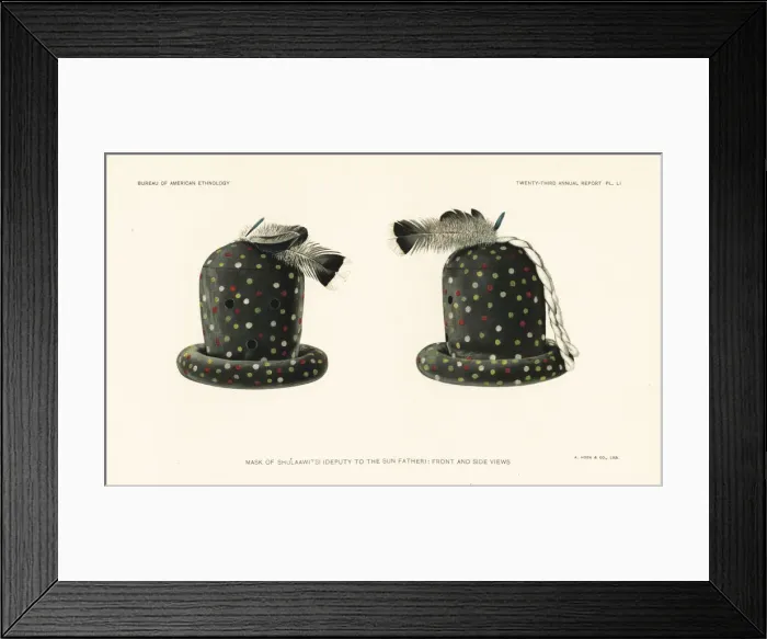 Framed Print : Mask of Shu laawi si, Deputy to the Sun Father, Zuni nation Framed Print : Mask of Shu laawi si, Deputy to the Sun Father, Zuni nation