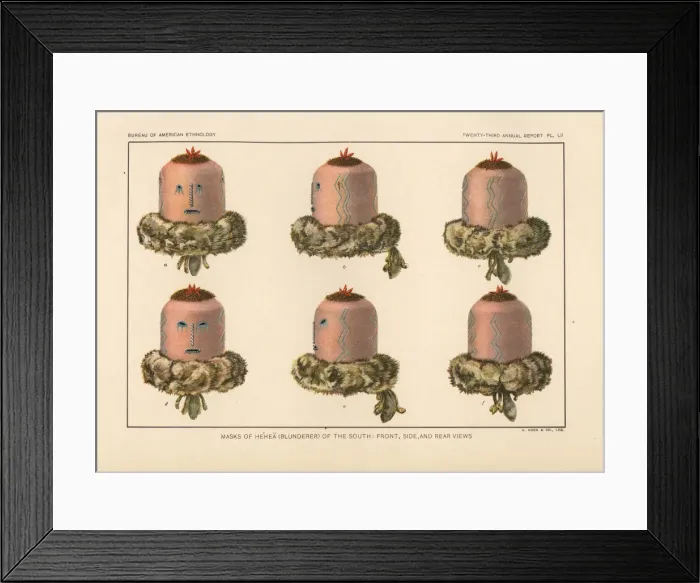 Framed Print : Masks of the Hehea (Blunderer) of the South, Zuni nation Framed Print : Masks of the Hehea (Blunderer) of the South, Zuni nation
