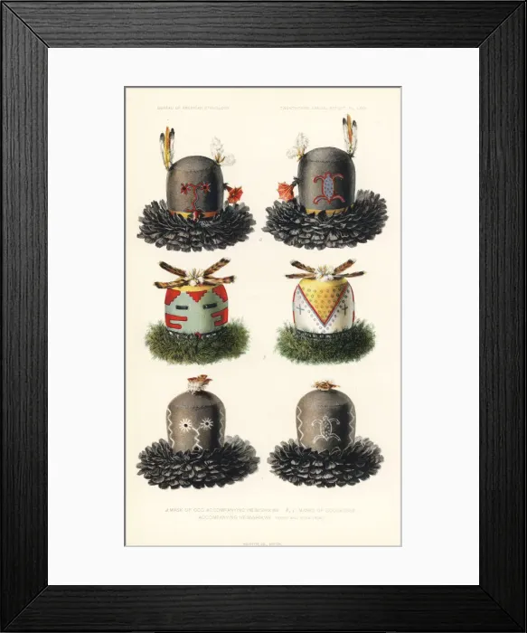 Framed Print : Masks of god and goddesses accompanying He mishikwe Framed Print : Masks of god and goddesses accompanying He mishikwe