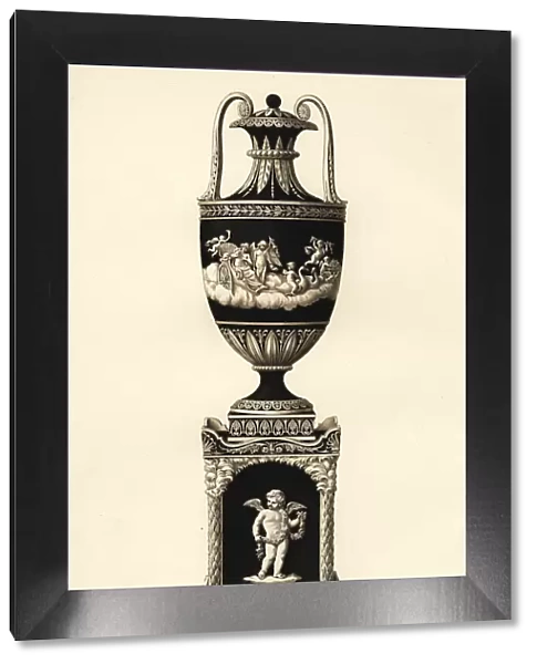 Vase and pedestal decorated with Cupids and the seasons