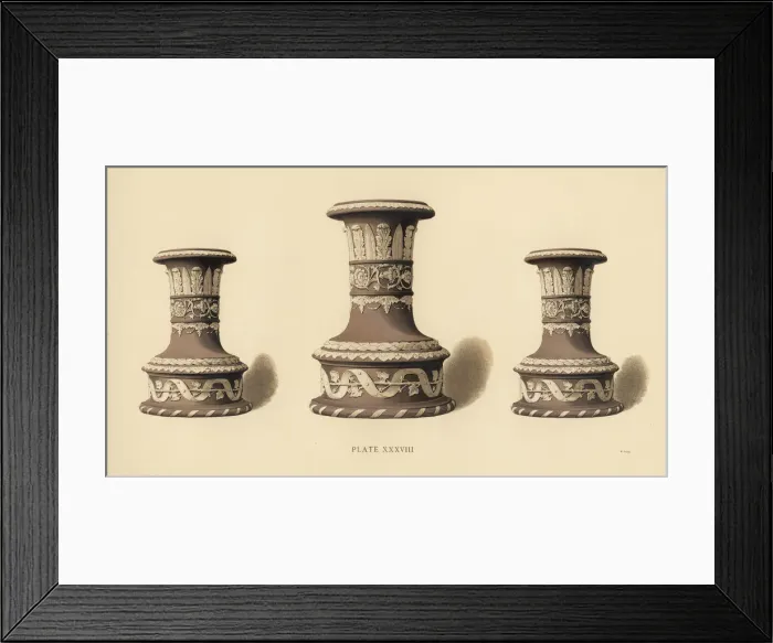 Framed Print : Three vases in pale grey blue Framed Print : Three vases in pale grey blue