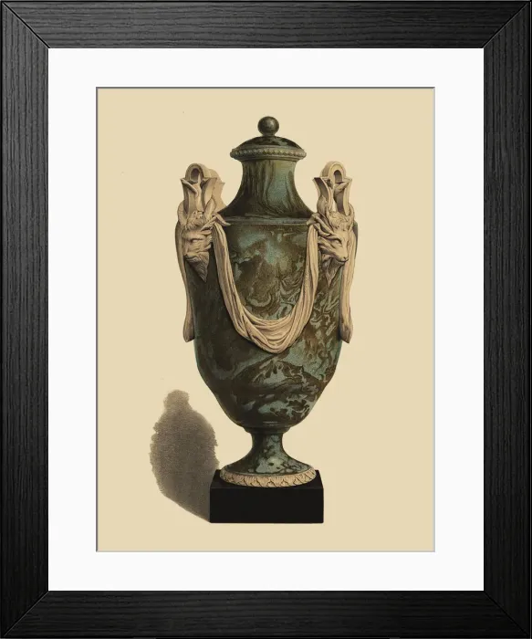 Framed Print : Large vase in crystalline agate decorated with animal heads