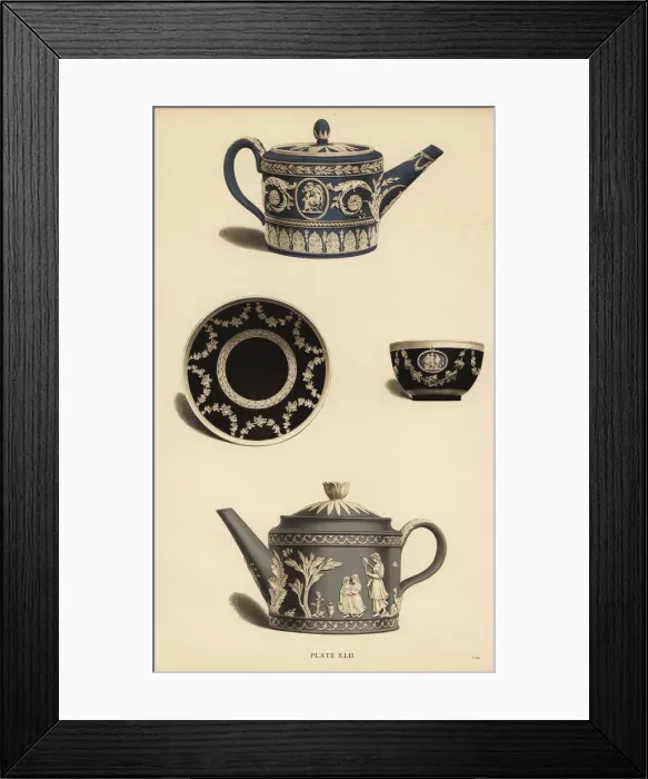Framed Print : Teapots with cup and saucer Framed Print : Teapots with cup and saucer
