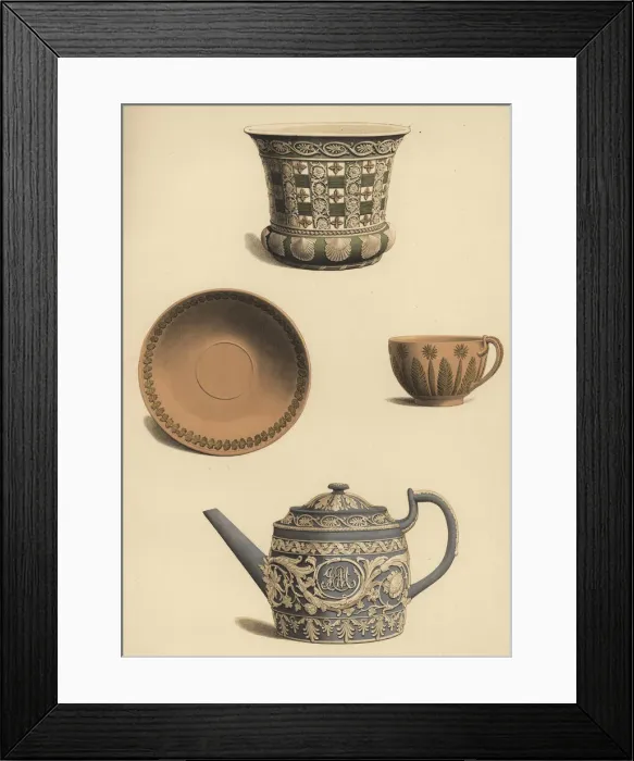Framed Print : Flowerpot, teapot, cup and saucer Framed Print : Flowerpot, teapot, cup and saucer