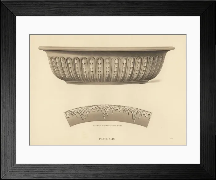 Framed Print : Oval jardiniere with aquatic foliage Framed Print : Oval jardiniere with aquatic foliage