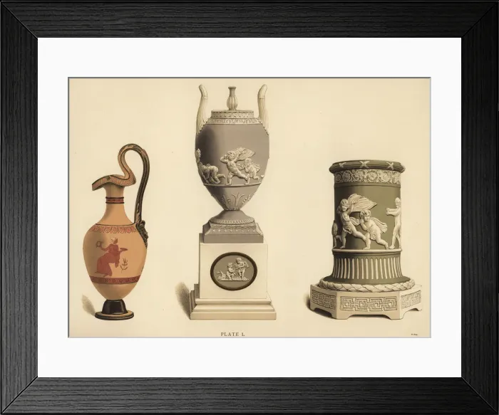 Framed Print : Etruscan vase, vase on pedestal and pillar-form vase Framed Print : Etruscan vase, vase on pedestal and pillar-form vase