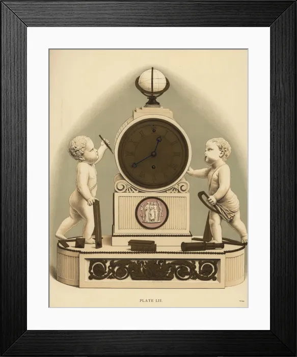 Framed Print : Clock in marble and ormolu Framed Print : Clock in marble and ormolu
