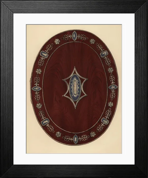 Framed Print : Oval rosewood box mounted in steel Framed Print : Oval rosewood box mounted in steel