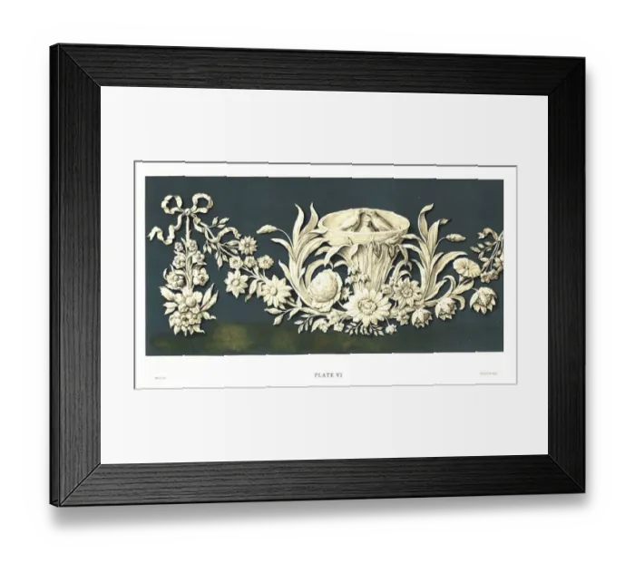 Framed Print : Plaque showing Vitruvian scroll and birds nest Framed Print : Plaque showing Vitruvian scroll and birds nest