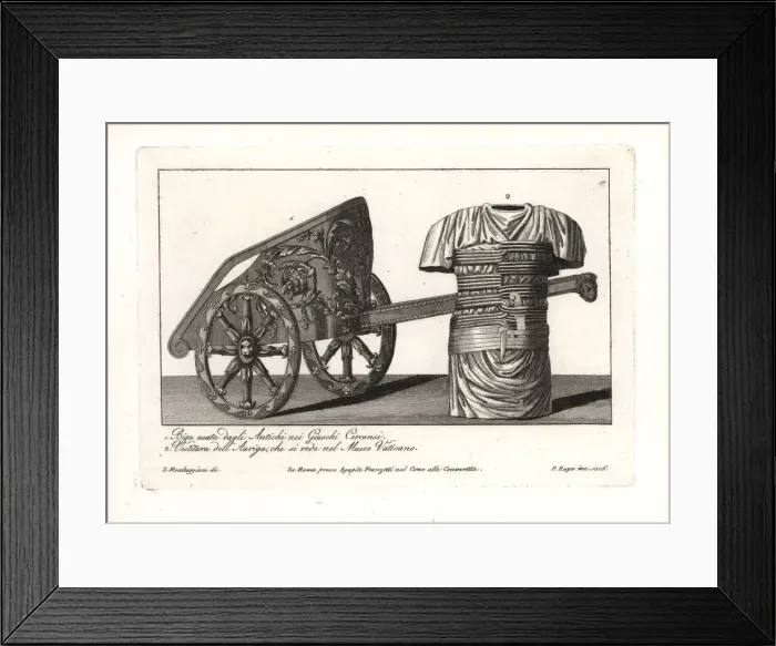 Framed Print : Roman chariot and charioteers tunic Framed Print : Roman chariot and charioteers tunic