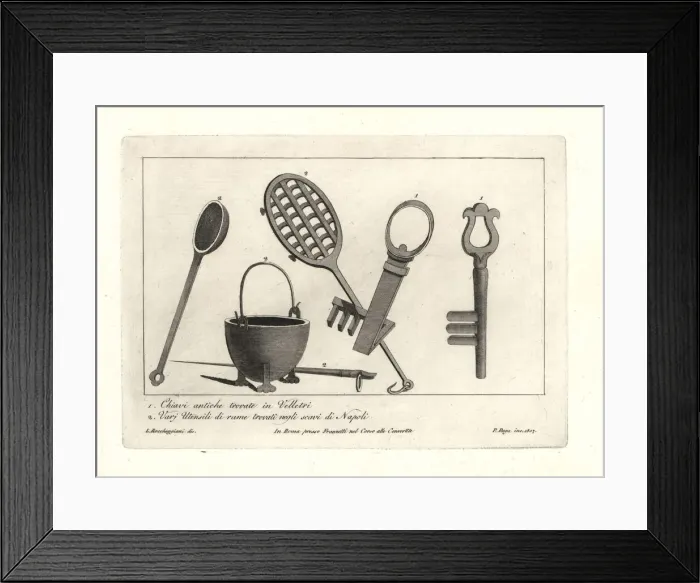 Framed Print : Ancient keys and cooking utensils Framed Print : Ancient keys and cooking utensils