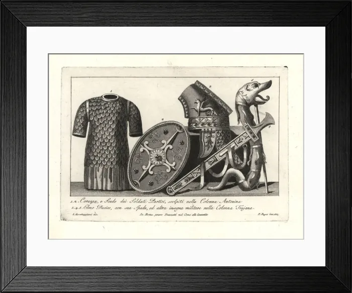 Framed Print : Parthian and Dacian weapons and armour Framed Print : Parthian and Dacian weapons and armour