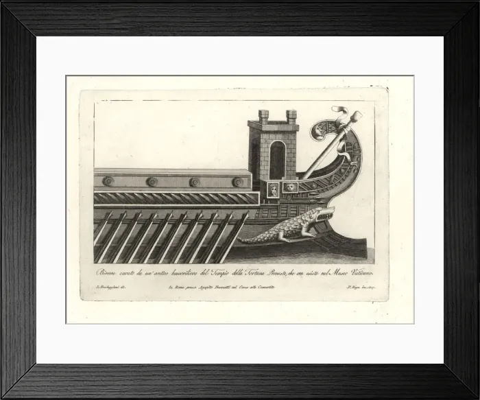 Framed Print : Roman bireme with crocodile on the stern Framed Print : Roman bireme with crocodile on the stern