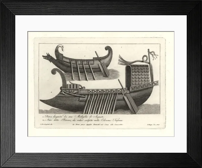 Framed Print : Roman bireme and boat Framed Print : Roman bireme and boat