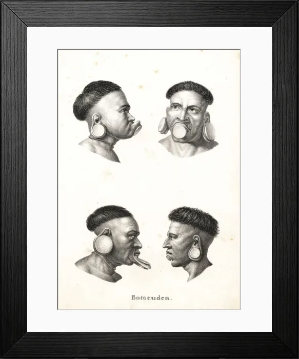 Framed Print : Botocudo natives of the Amazon, with plugs Framed Print : Botocudo natives of the Amazon, with plugs