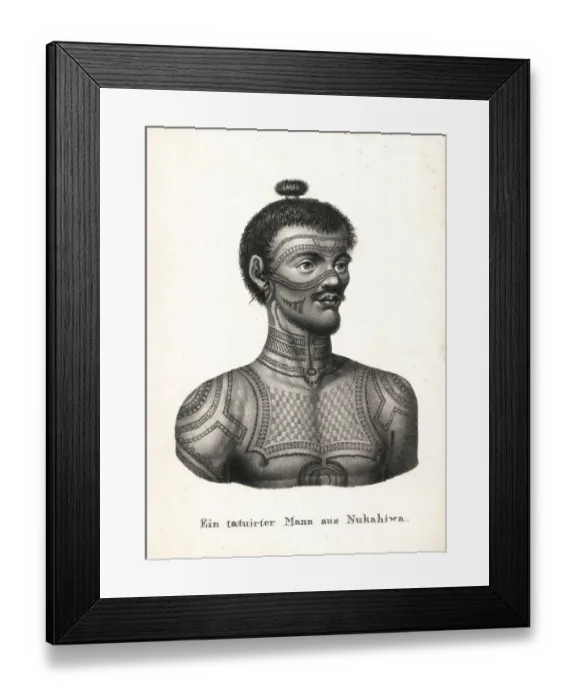 Framed Print : Tattooed warrior of Nuka Hiva, Marquesas Islands (Nukahiwa) Framed Print : Tattooed warrior of Nuka Hiva, Marquesas Islands (Nukahiwa)