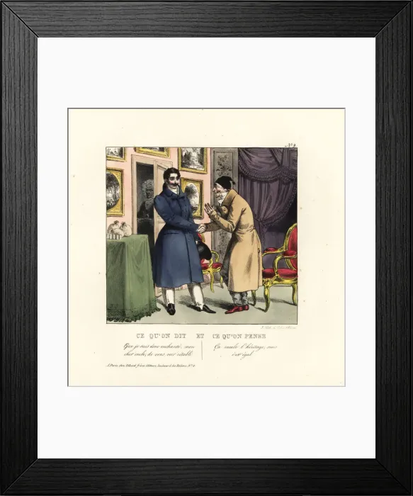 Framed Print : Gentleman meeting an old man in a parlour Framed Print : Gentleman meeting an old man in a parlour