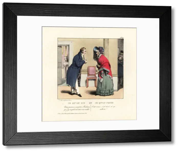 Framed Print : Gentleman and old lady in a hotel room Framed Print : Gentleman and old lady in a hotel room