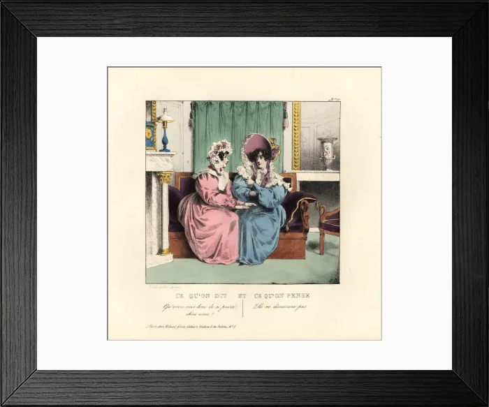 Framed Print : Two ladies on a sofa in a parlour Framed Print : Two ladies on a sofa in a parlour