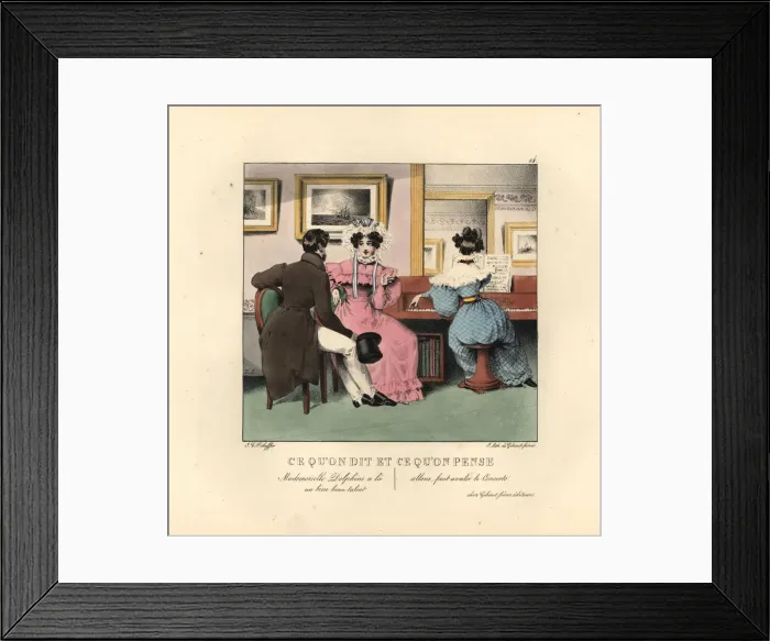 Framed Print : Lady playing the piano in a parlour to guests Framed Print : Lady playing the piano in a parlour to guests