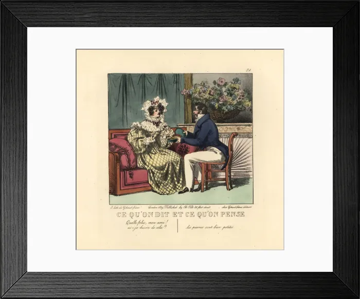 Framed Print : Gentleman presenting a lady with a necklace in a parlor Framed Print : Gentleman presenting a lady with a necklace in a parlor