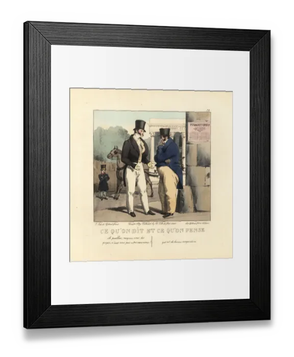 Framed Print : Two gentlemen standing in front of the stock market talking