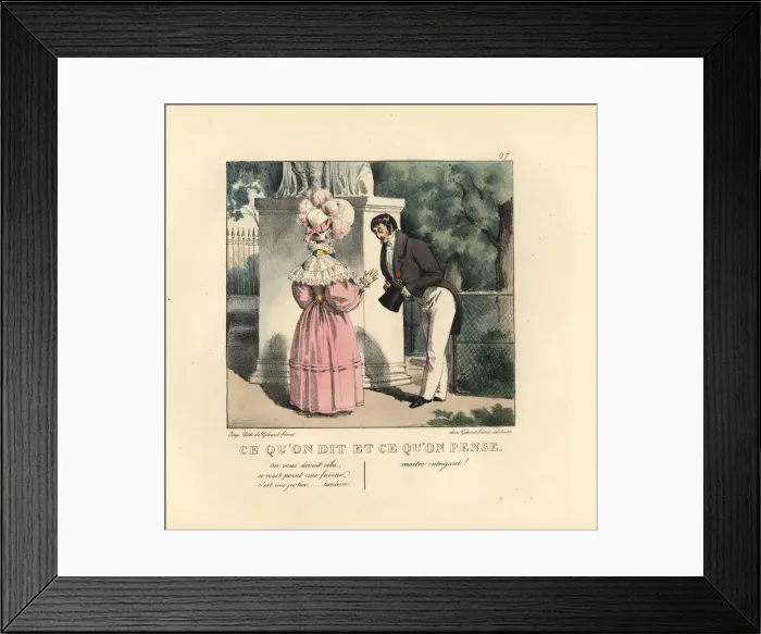 Framed Print : Lady receiving a rose from a gentleman in Framed Print : Lady receiving a rose from a gentleman in