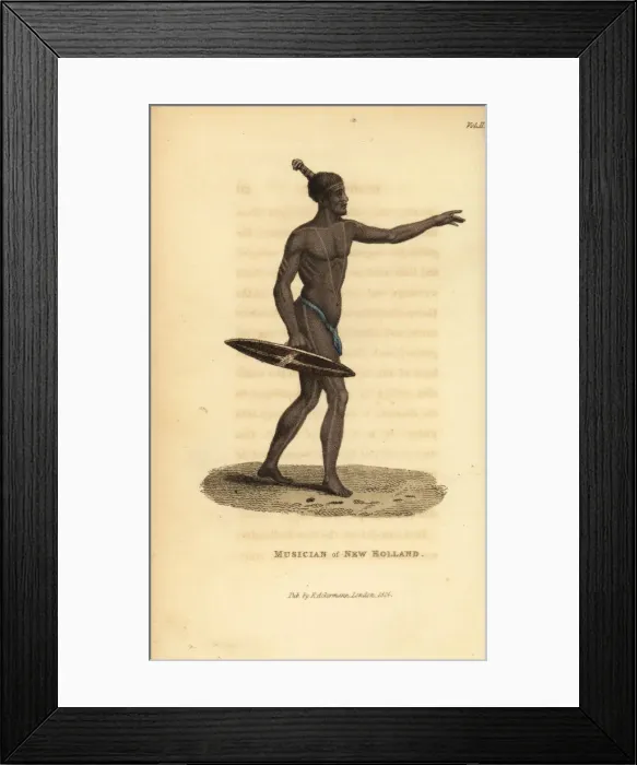 Framed Print : Australian aboriginal with a shield used as Framed Print : Australian aboriginal with a shield used as