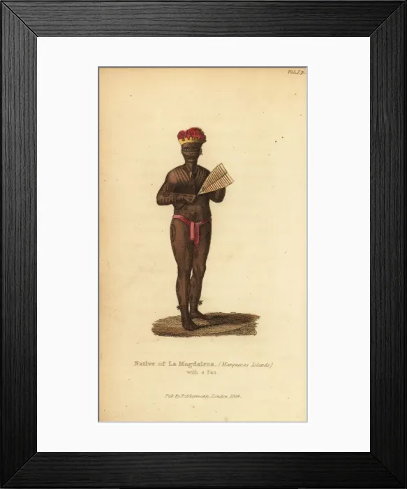 Framed Print : Native man of La Magdalena (Fatu Hiva, Marquesas