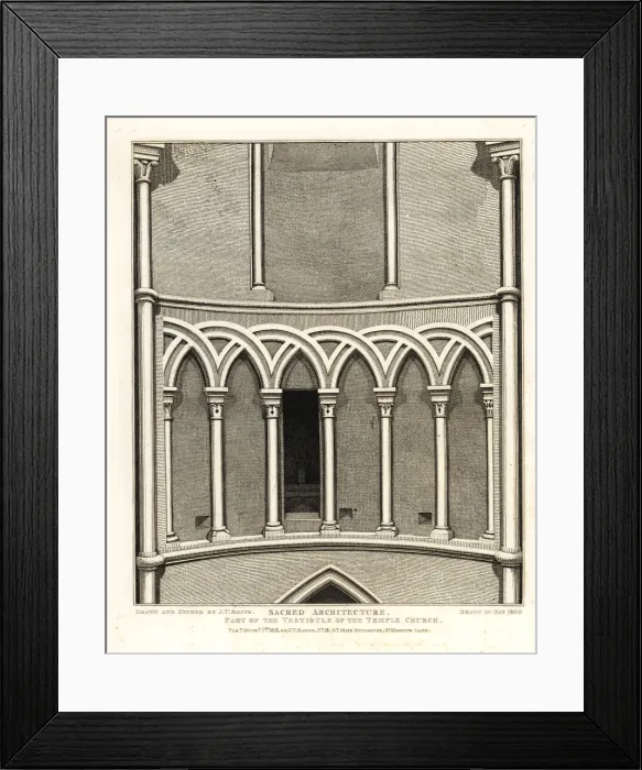 Framed Print : Part of the Vestibule of the Temple Church, built 1185 Framed Print : Part of the Vestibule of the Temple Church, built 1185