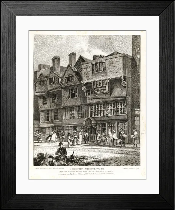 Framed Print : Houses on the south side of Leadenhall Street, 1796 Framed Print : Houses on the south side of Leadenhall Street, 1796