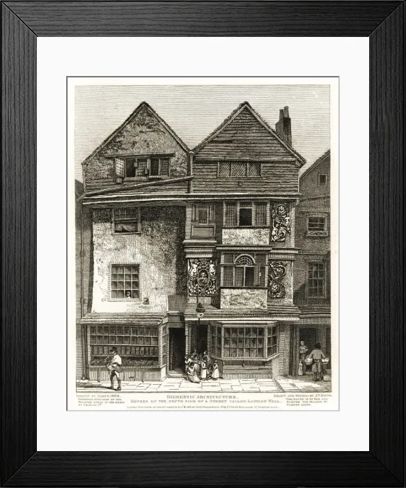 Framed Print : Foliage Style houses on London Wall street, 1808 Framed Print : Foliage Style houses on London Wall street, 1808