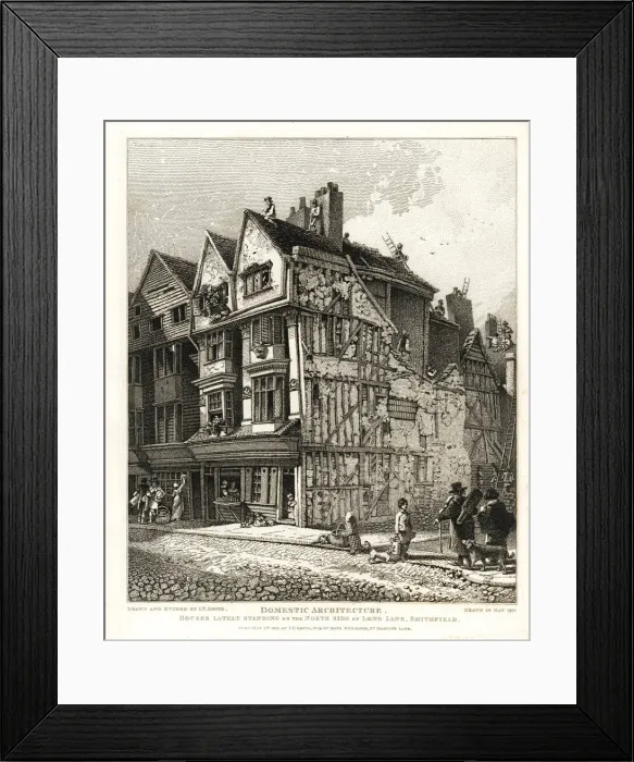Framed Print : Interregnum timber and plaster houses on Long Framed Print : Interregnum timber and plaster houses on Long